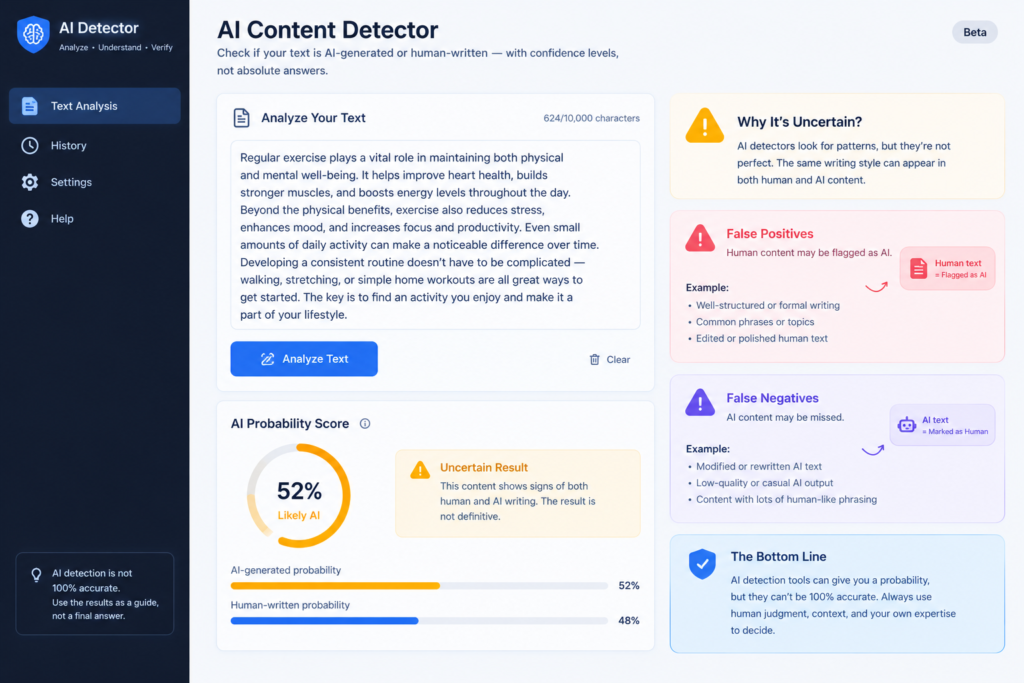 AI detector accuracy and false positives